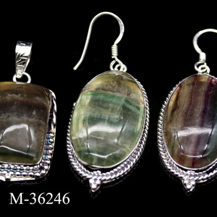 M-36246 - 925 Sterling Silver Rainbow Fluorite Jewelry / 29g - Crystal River Gems