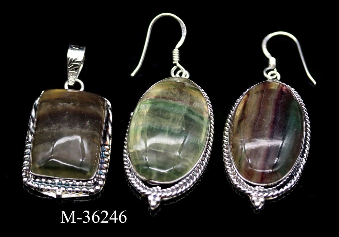 M-36246 - 925 Sterling Silver Rainbow Fluorite Jewelry / 29g