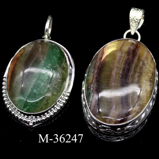 M-36247 - 925 Sterling Silver Rainbow Fluorite Jewelry / 29.4g - Crystal River Gems