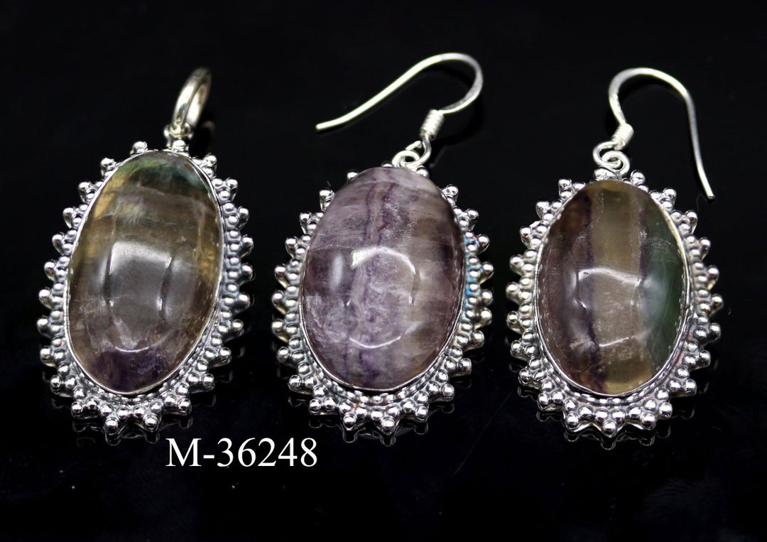 M-36248 - 925 Sterling Silver Rainbow Fluorite Jewelry / 30.6g