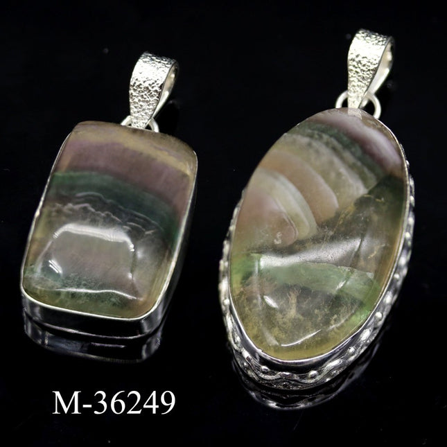 M-36249 - 925 Sterling Silver Rainbow Fluorite Jewelry / 28.3g - Crystal River Gems