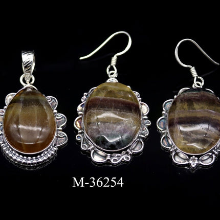 M-36254 - 925 Sterling Silver Rainbow Fluorite Jewelry / 28.8g