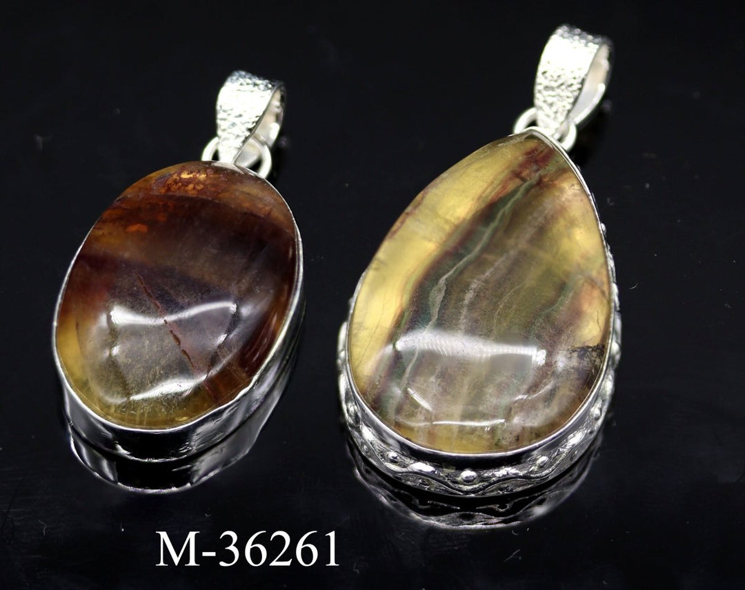 M-36261 - 925 Sterling Silver Rainbow Fluorite Jewelry / 25.5g