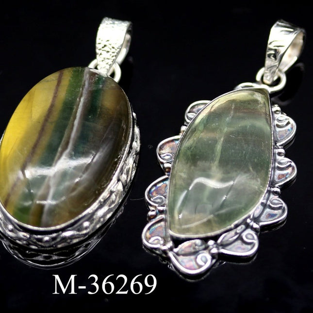M-36269 - 925 Sterling Silver Rainbow Fluorite Jewelry / 22.1g - Crystal River Gems