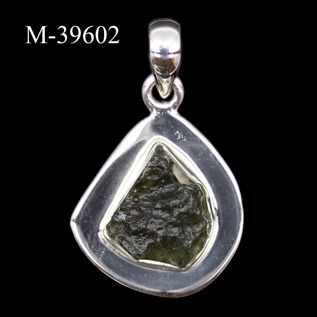 M - 39602 - Moldavite 925 Sterling Silver PendantCrystal River Gems