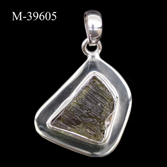 M-39605 - Moldavite 925 Sterling Silver Pendant - Crystal River Gems