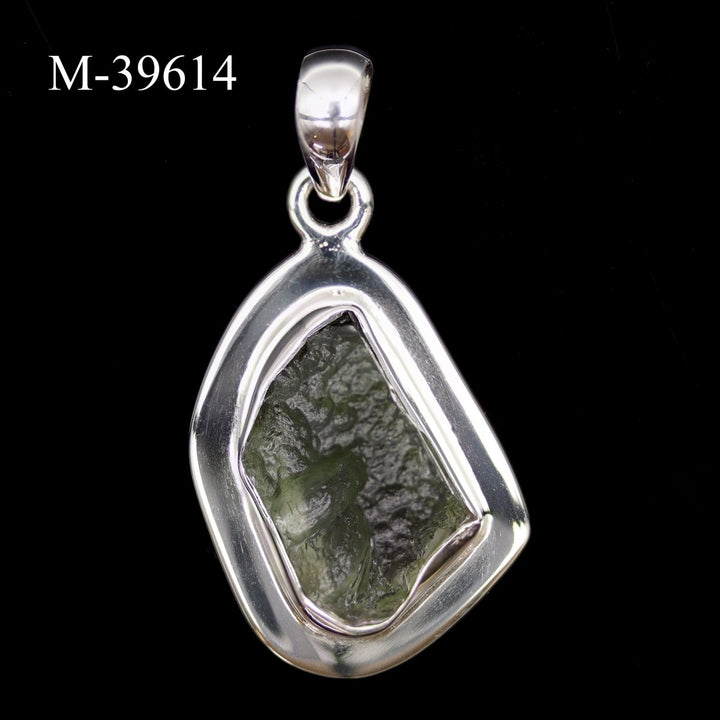 M - 39614 - Moldavite 925 Sterling Silver PendantCrystal River Gems
