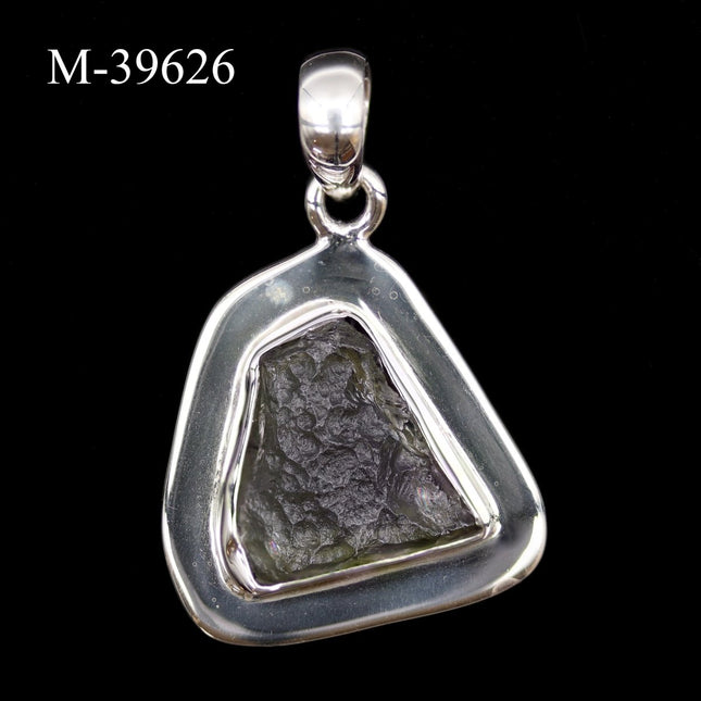 M-39626 - Moldavite 925 Sterling Silver Pendant - Crystal River Gems