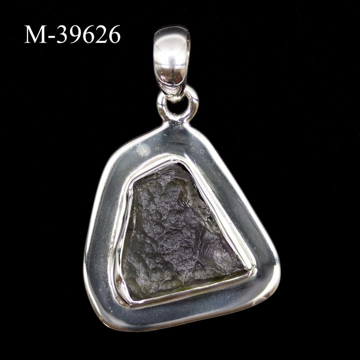 M - 39626 - Moldavite 925 Sterling Silver PendantCrystal River Gems