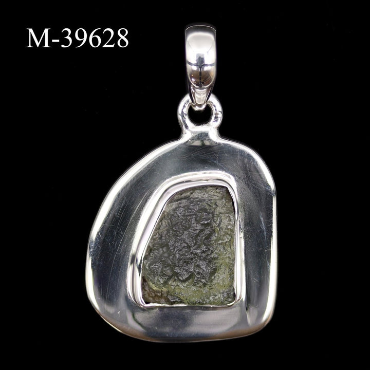 M - 39628 - Moldavite 925 Sterling Silver PendantCrystal River Gems