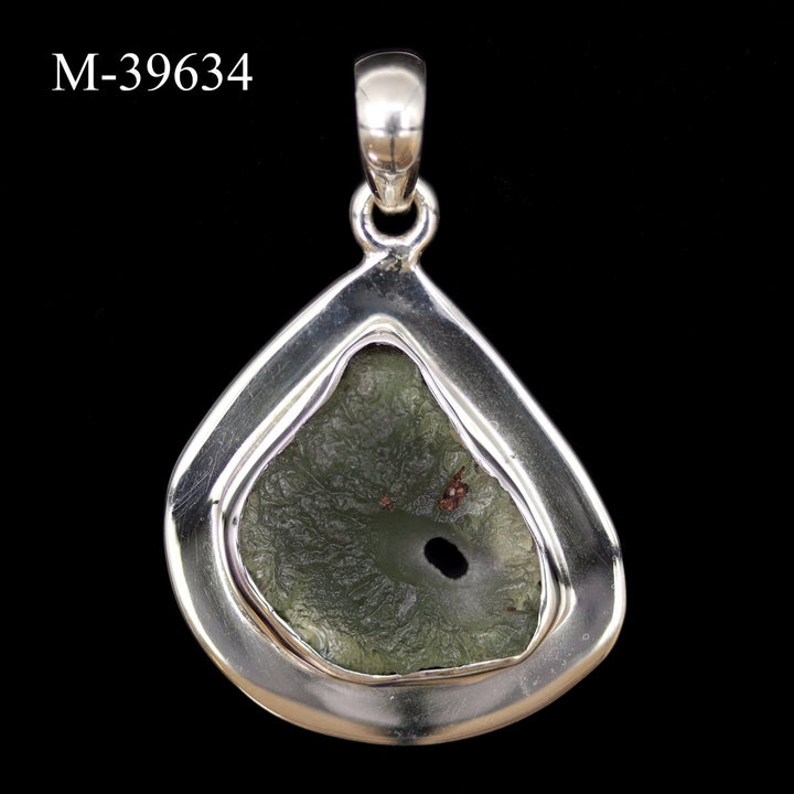 M - 39634 - Moldavite 925 Sterling Silver PendantCrystal River Gems