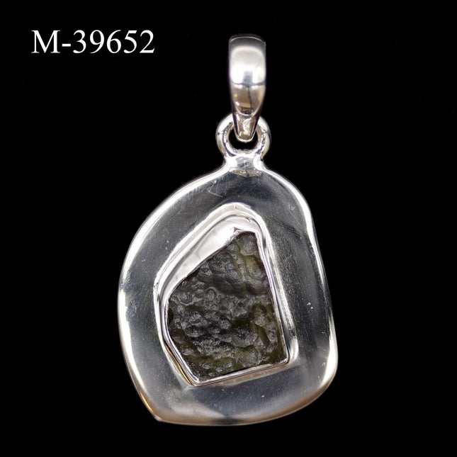 M-39652 - Moldavite 925 Sterling Silver Pendant - Crystal River Gems