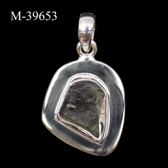 M-39653 - Moldavite 925 Sterling Silver Pendant - Crystal River Gems