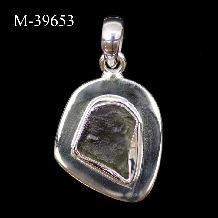 M - 39653 - Moldavite 925 Sterling Silver PendantCrystal River Gems