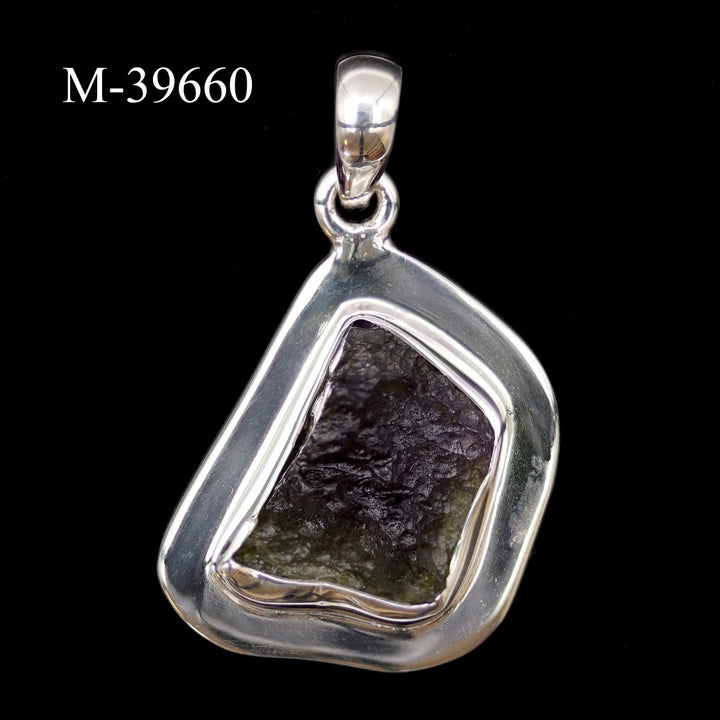 M - 39660 - Moldavite 925 Sterling Silver PendantCrystal River Gems