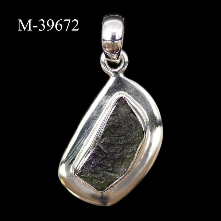 M - 39672 - Moldavite 925 Sterling Silver PendantCrystal River Gems