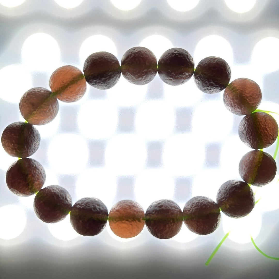 Meteor Crystal Riuver Tektite Round Bead Stretch Bracelet (1 Piece) | Crystal River Gems