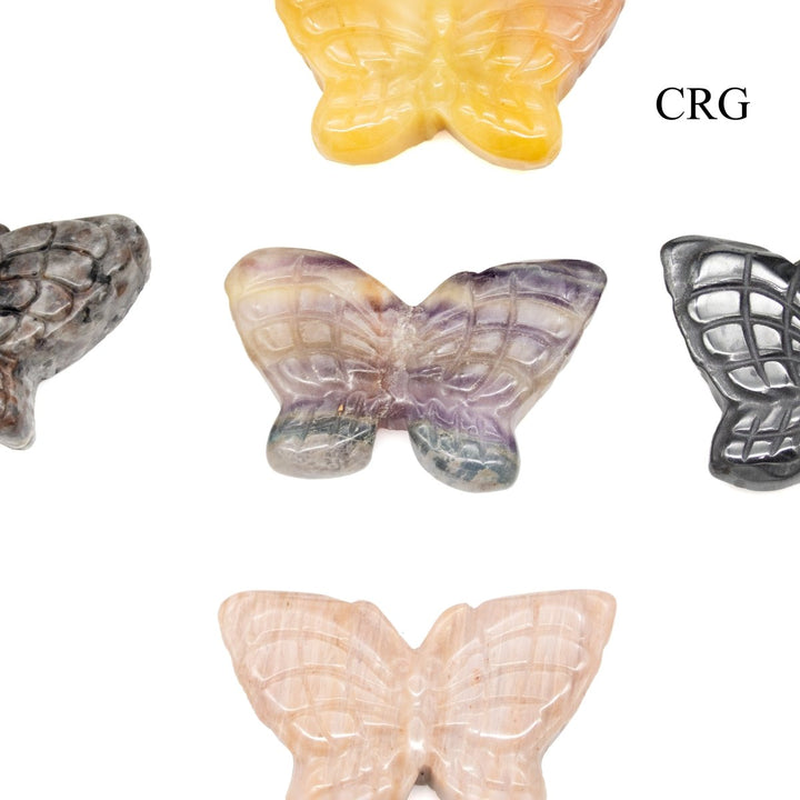 Mixed Gemstone Butterflies (4 Pieces) Size 2 Inches Assorted Crystal Animal Carvings