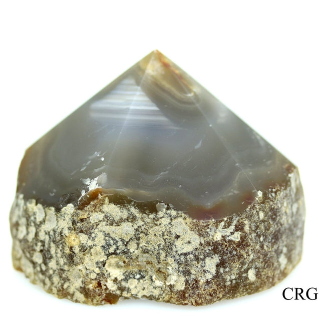 Natural Top Polished Agate Point with Cut Base (1 Point) Size 3 to 5 Inches Crystal Decor