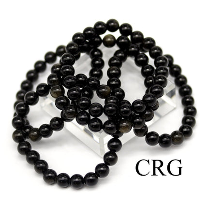 Obsidian Golden Sheen Stretch Bracelet (1 Piece) Size 8 mm Stretch Bead Bracelet - Crystal River Gems