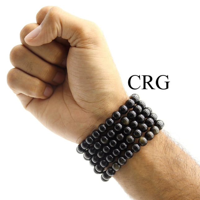 Obsidian Golden Sheen Stretch Bracelet (1 Piece) Size 8 mm Stretch Bead Bracelet - Crystal River Gems