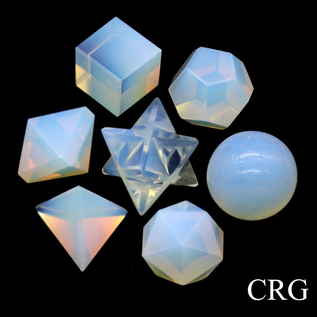 Opalite Platonic Solid Geometry Set (7 Pieces) Size 12 to 16 mm Small Crystal Gemstone Geometric Shapes