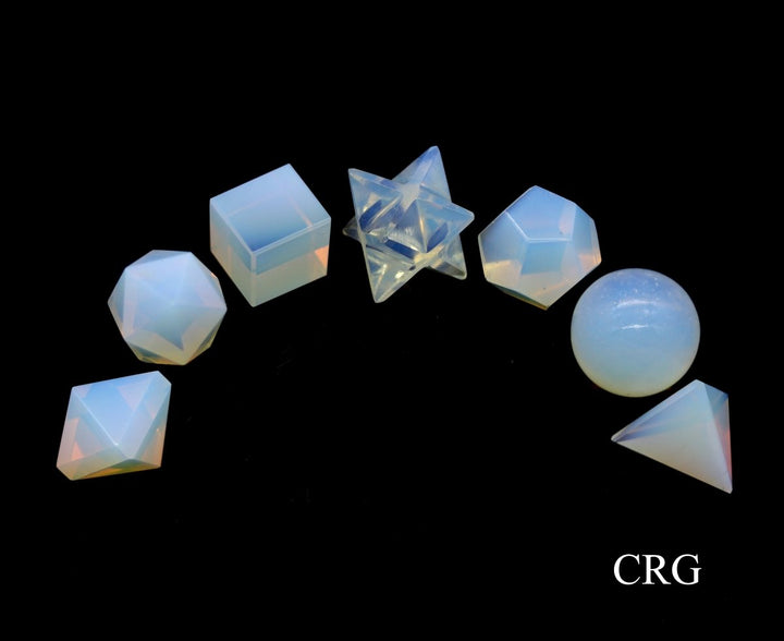 Opalite Platonic Solid Geometry Set (7 Pieces) Size 12 to 16 mm Small Crystal Gemstone Geometric Shapes