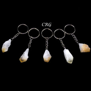Citrine Raw Point Gemstone Keychains (1 To 1.5 Inches) (5 Pieces)