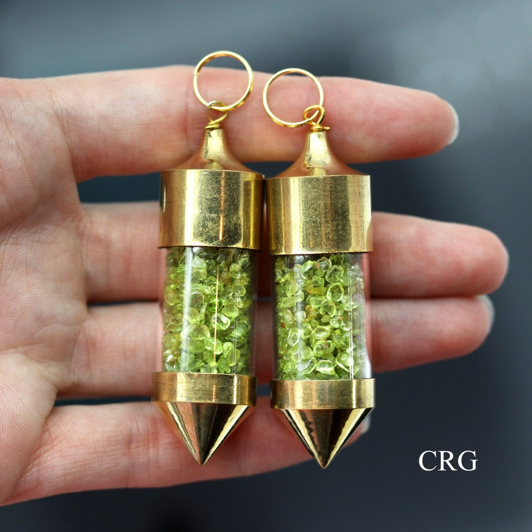 Peridot Cylinder Bottle Pendant (SET OF 2)Crystal River Gems