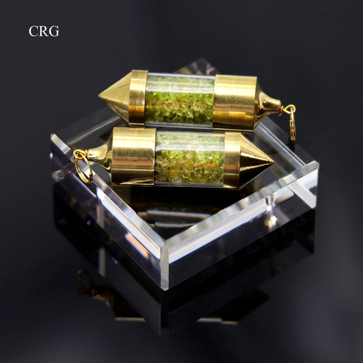 Peridot Cylinder Bottle Pendant (SET OF 2)Crystal River Gems