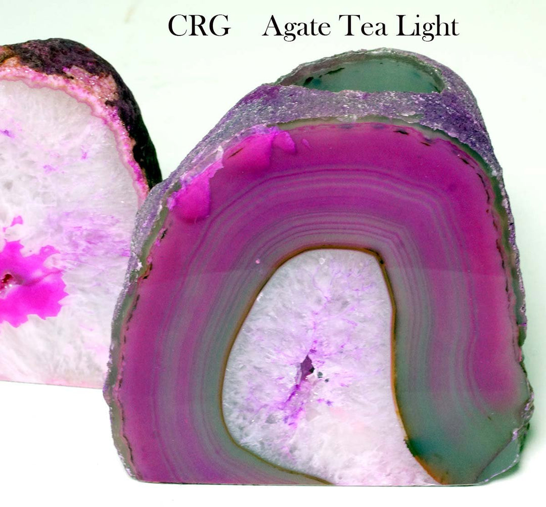 Pink Agate Geode Tea Light Candle Holder