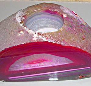 Pink Agate Geode Tea Light Candle Holder