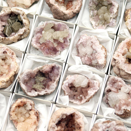 Pink Amethyst with Calcite Inclusions from Argentina / 24 PIECE FLAT - Crystal River Gems