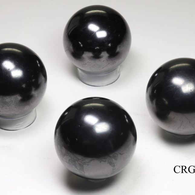 Polished Russian Shungite Sphere - 5 cm - QTY 1 - Crystal River Gems