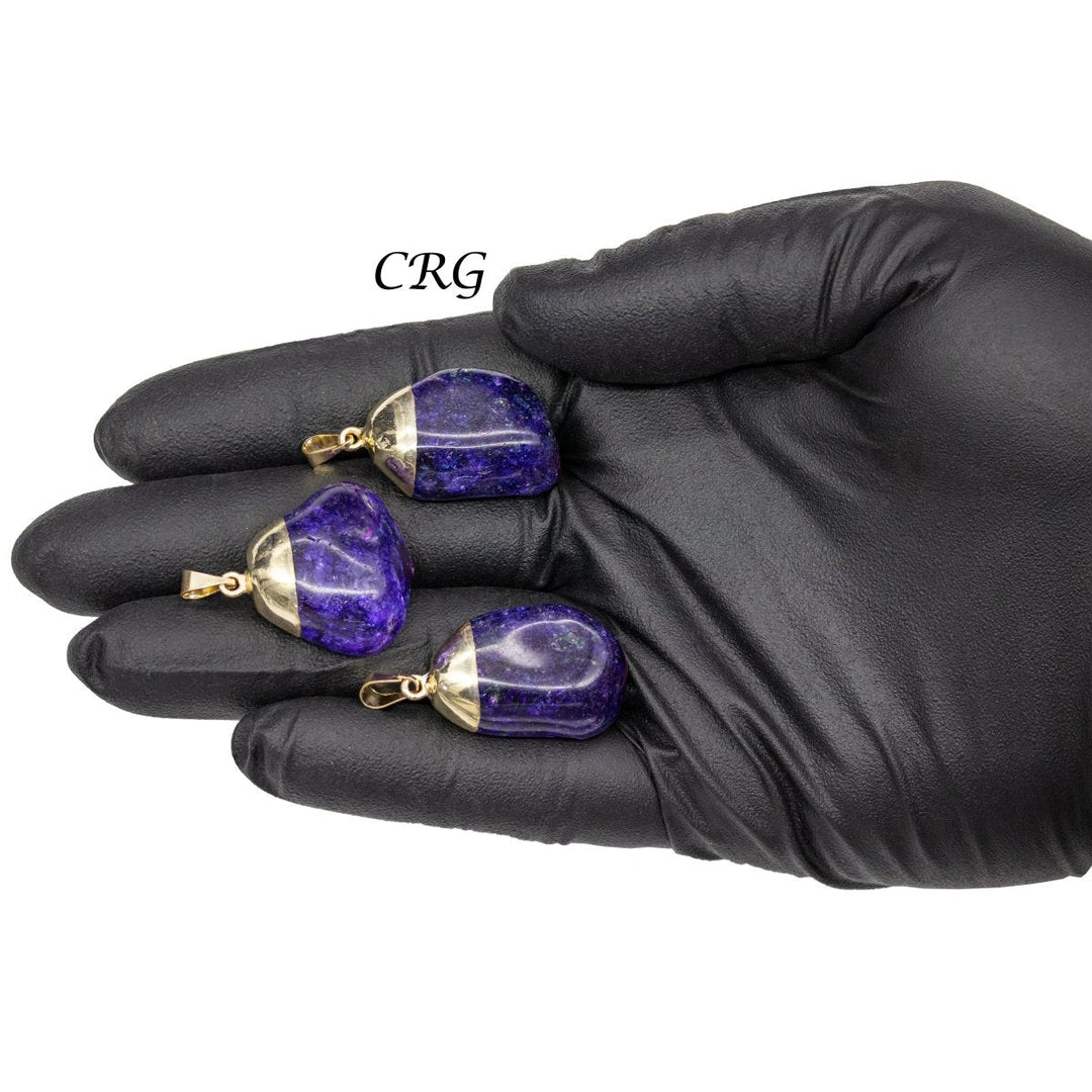 Purple Crackle Quartz Pendant with Gold Plating (4 Pieces) Size 1 to 2 Inches Crystal Jewelry Charm