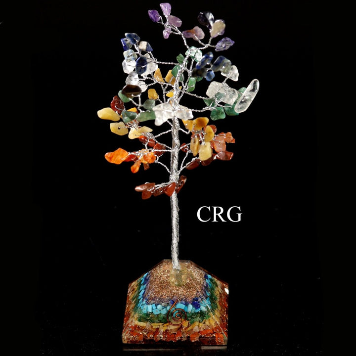 QTY 1 - 7 Stone 100 Chip Tree with Orgonite Pyramid BaseCrystal River Gems