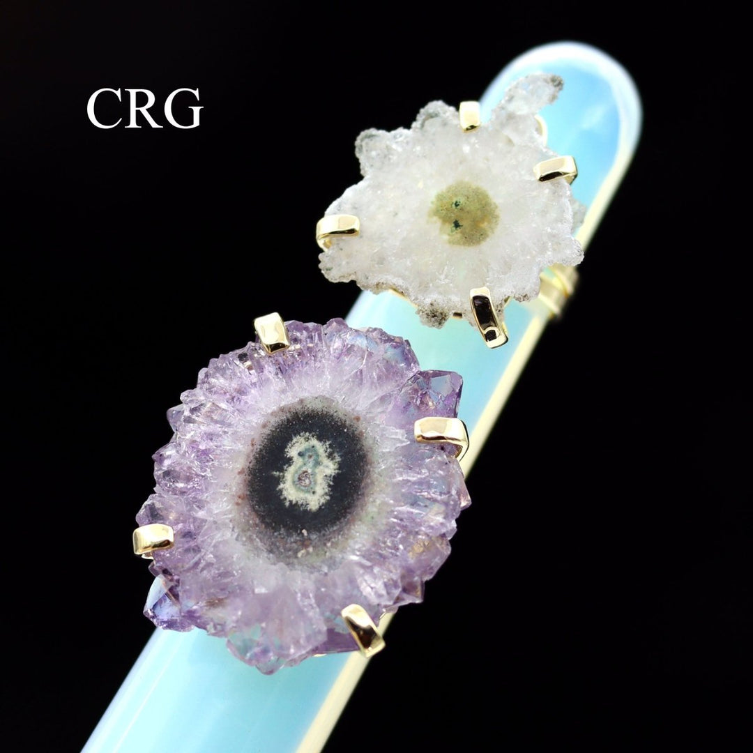 QTY 1 - Amethyst Stalactite Ring / Gold Plated / ADJUSTABLE