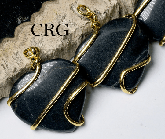 QTY 1 - Black Agate Heart Pendant / 1.5" AvgCrystal River Gems
