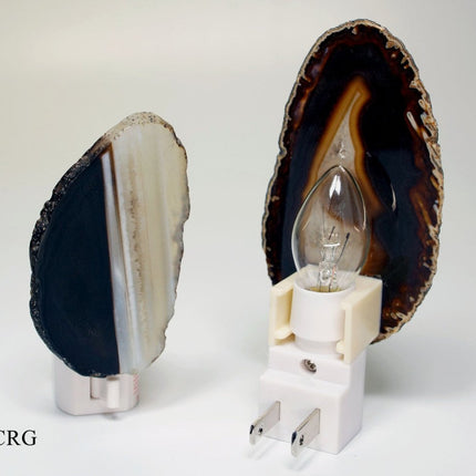 QTY 1 - Black Agate Nightlight Lamp with Bulb & Switch