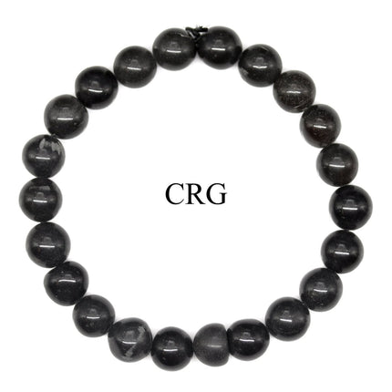 QTY 1 - Black Agate Tumbled Bead Stretch Bracelet - Crystal River Gems