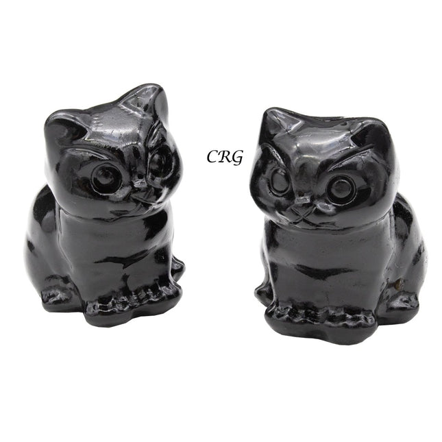 Qty 1 Black Obsidian Cat Purrfectly Carved