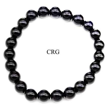 QTY 1 - Black Onyx Stretch Bracelet / 8 mm Round Beads - Crystal River Gems