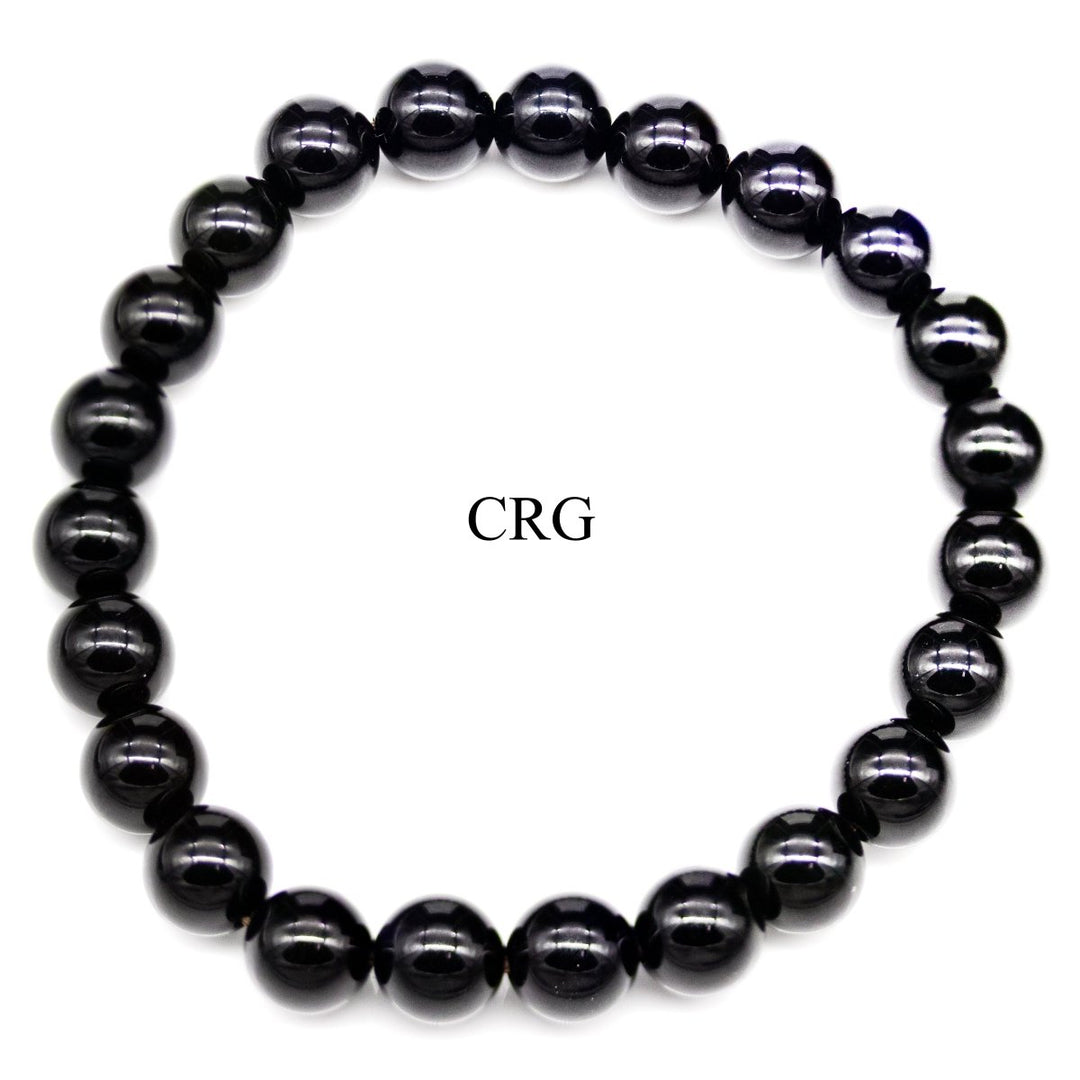 QTY 1 - Black Onyx Stretch Bracelet / 8 mm Round Beads