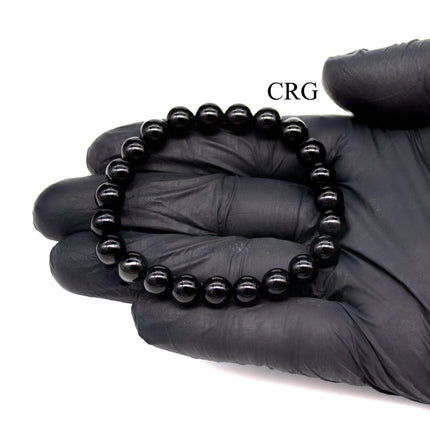 QTY 1 - Black Onyx Stretch Bracelet / 8 mm Round Beads - Crystal River Gems