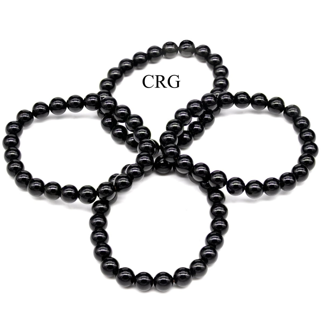 QTY 1 - Black Onyx Stretch Bracelet / 8 mm Round Beads