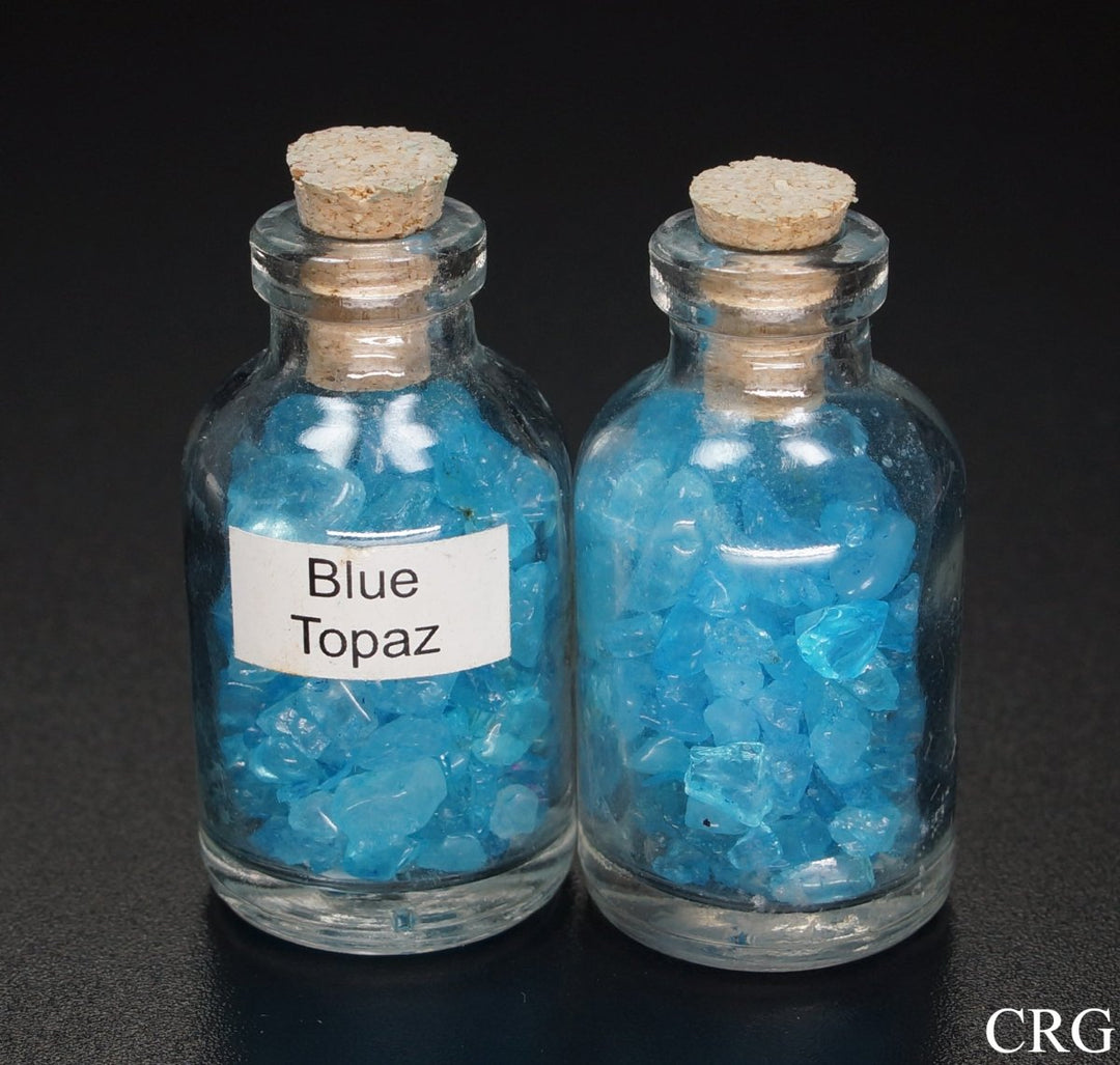 QTY 1 - Blue Topaz Chip Bottle / 1.5" Avg