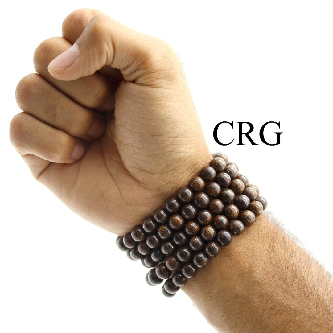 QTY 1 - Bronzite Stretch Bracelet / 8 mm Round Beads