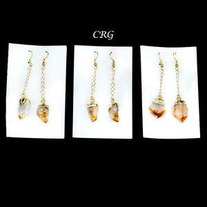 QTY 1 - Citrine Point Earrings with Gold Plated Tops / 1-2