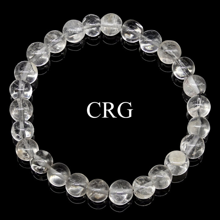 QTY 1 - Clear & Inclusion Quartz Tumbled Bead Stretch Bracelet / 8mm AVGCrystal River Gems