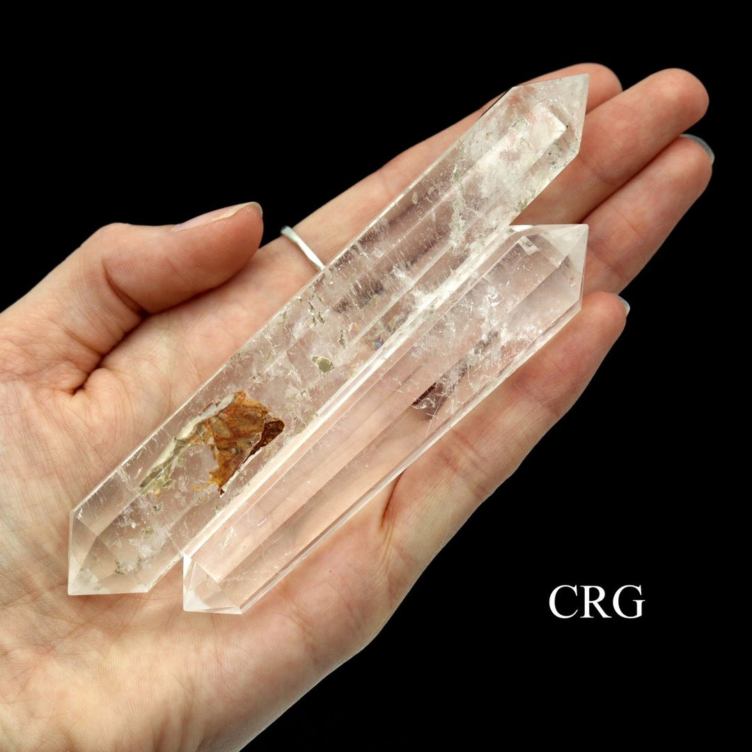 QTY 1 - Clear Quartz Double Pointed Wand / 3 - 5" AVGCrystal River Gems